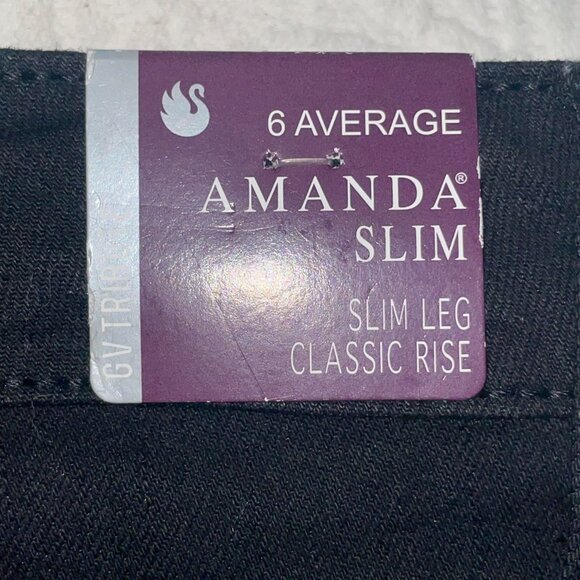 Gloria Vanderbilt Amanda Slim Leg Jeans Black Size 6 Average Embroidered Pockets - Picture 12 of 12
